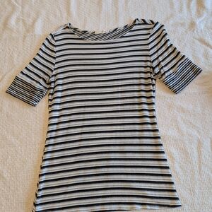 Anthropologie Pebble and Stone Black and White Striped Long Sleeve Top